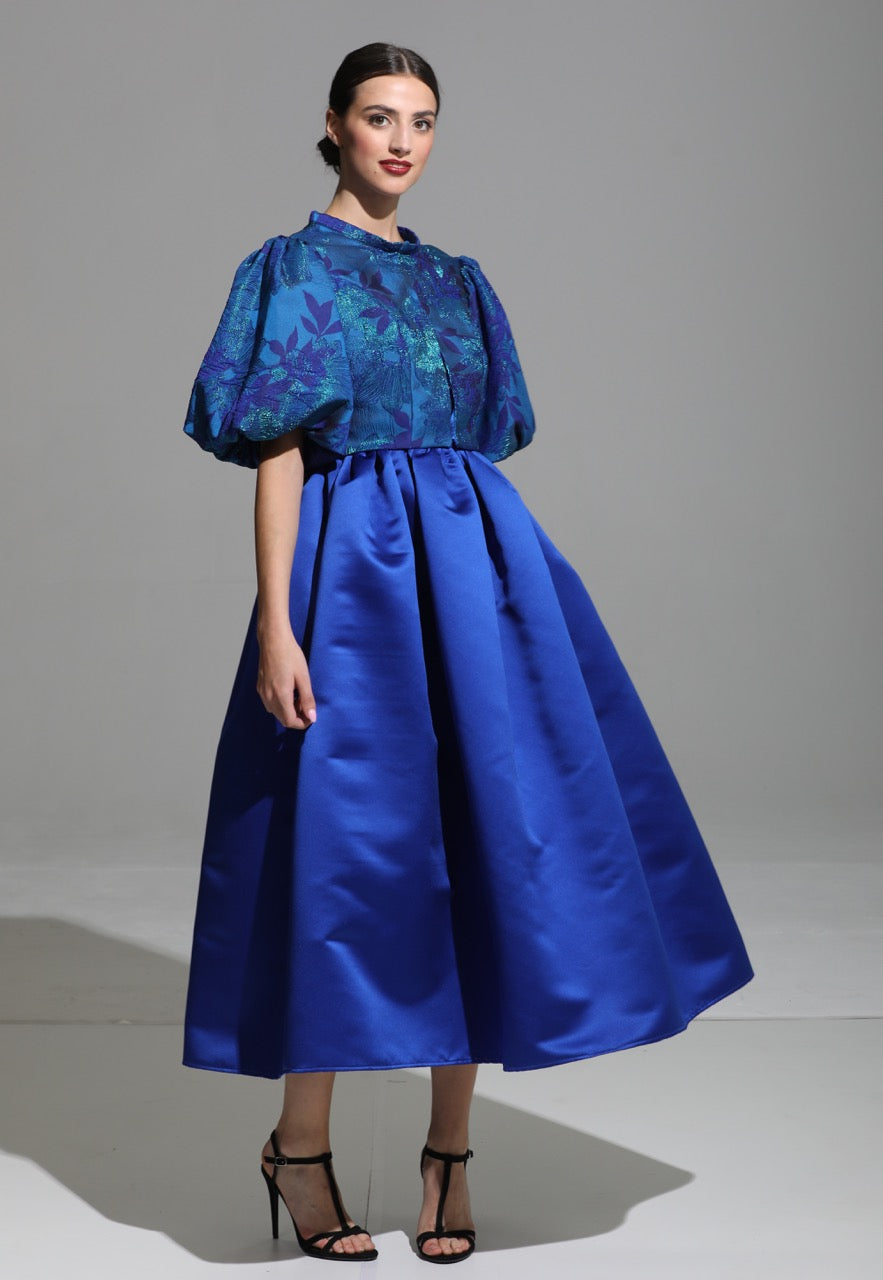Blue Tulip Satin Dress - Pre Order