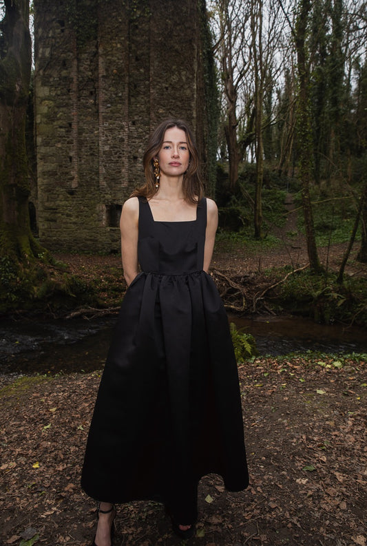 Tulip Black Satin Dress