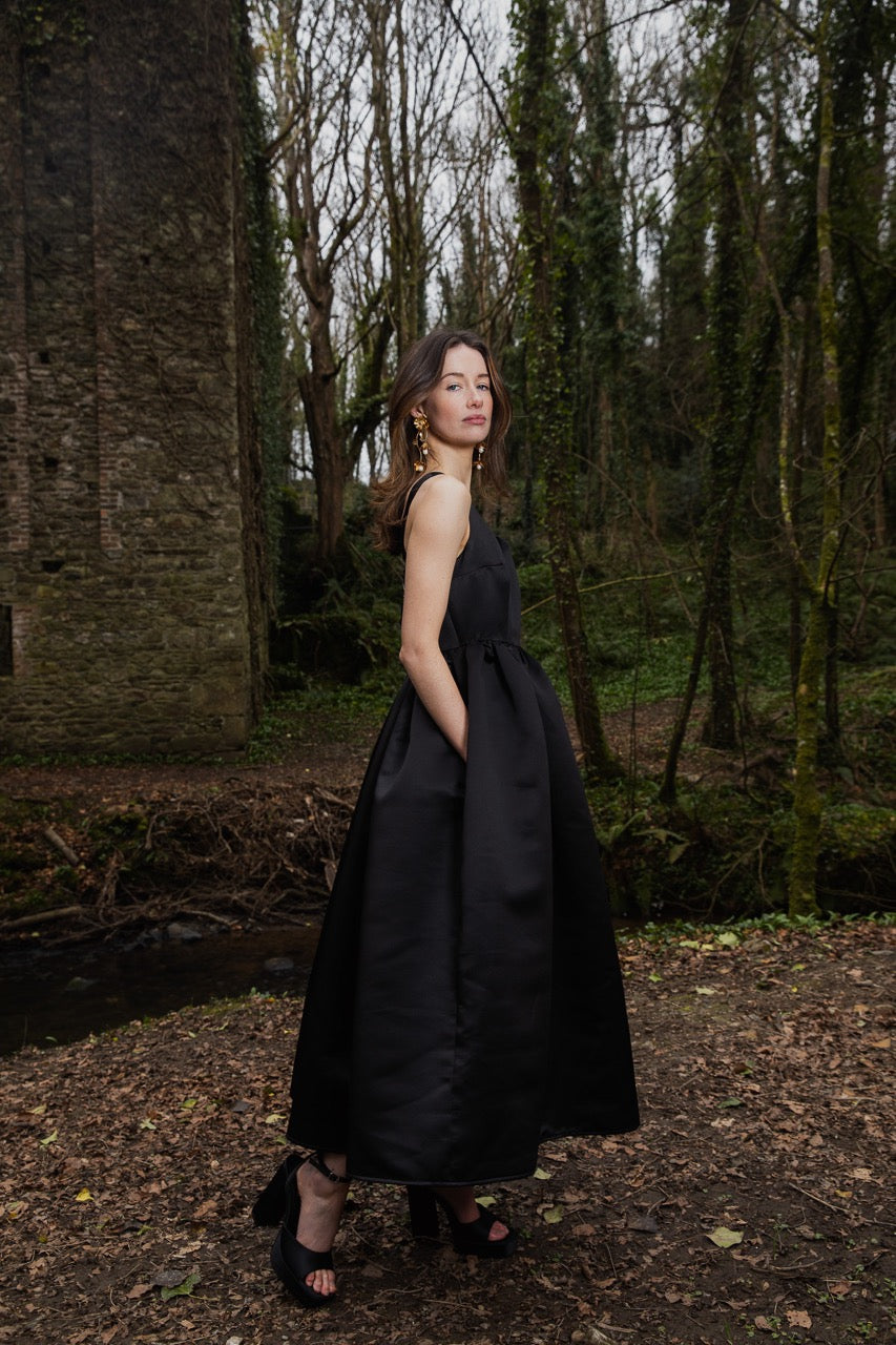 Tulip Black Satin Dress