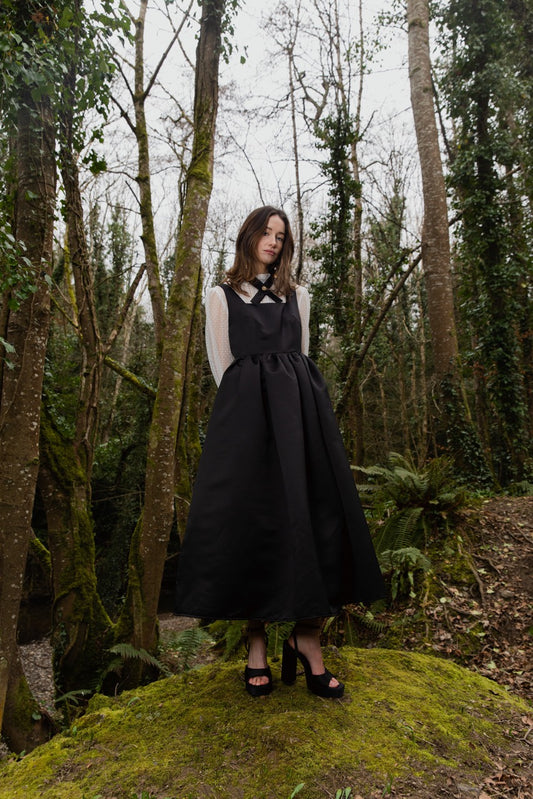 Tulip Black Satin Dress
