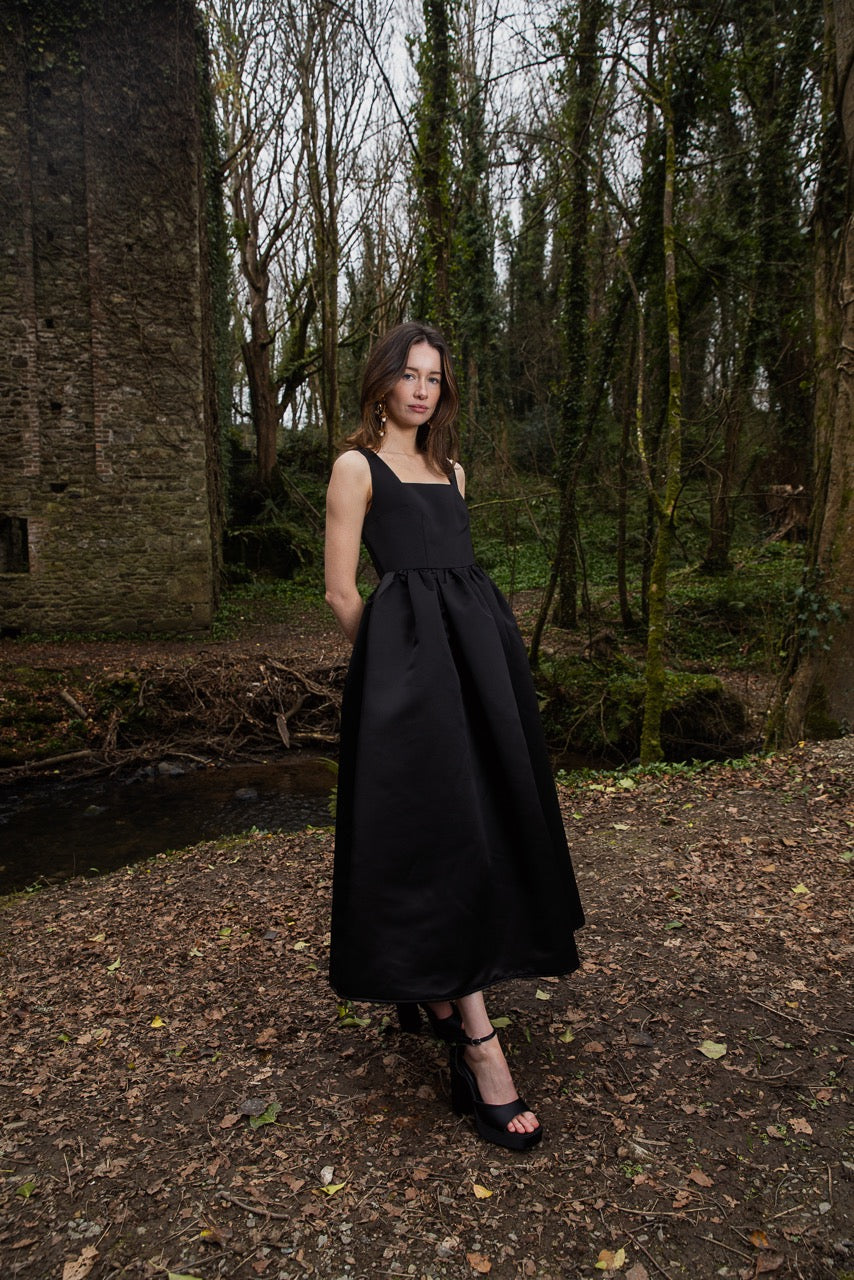 Tulip Black Satin Dress