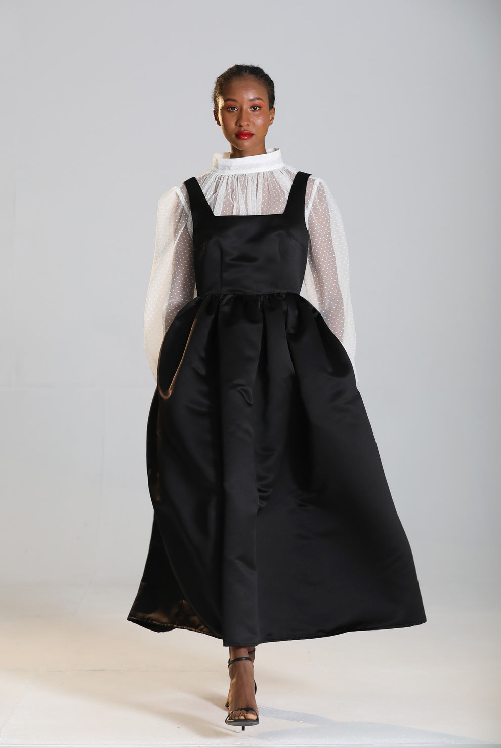 Tulip Black Satin Dress Cobbler's Lane