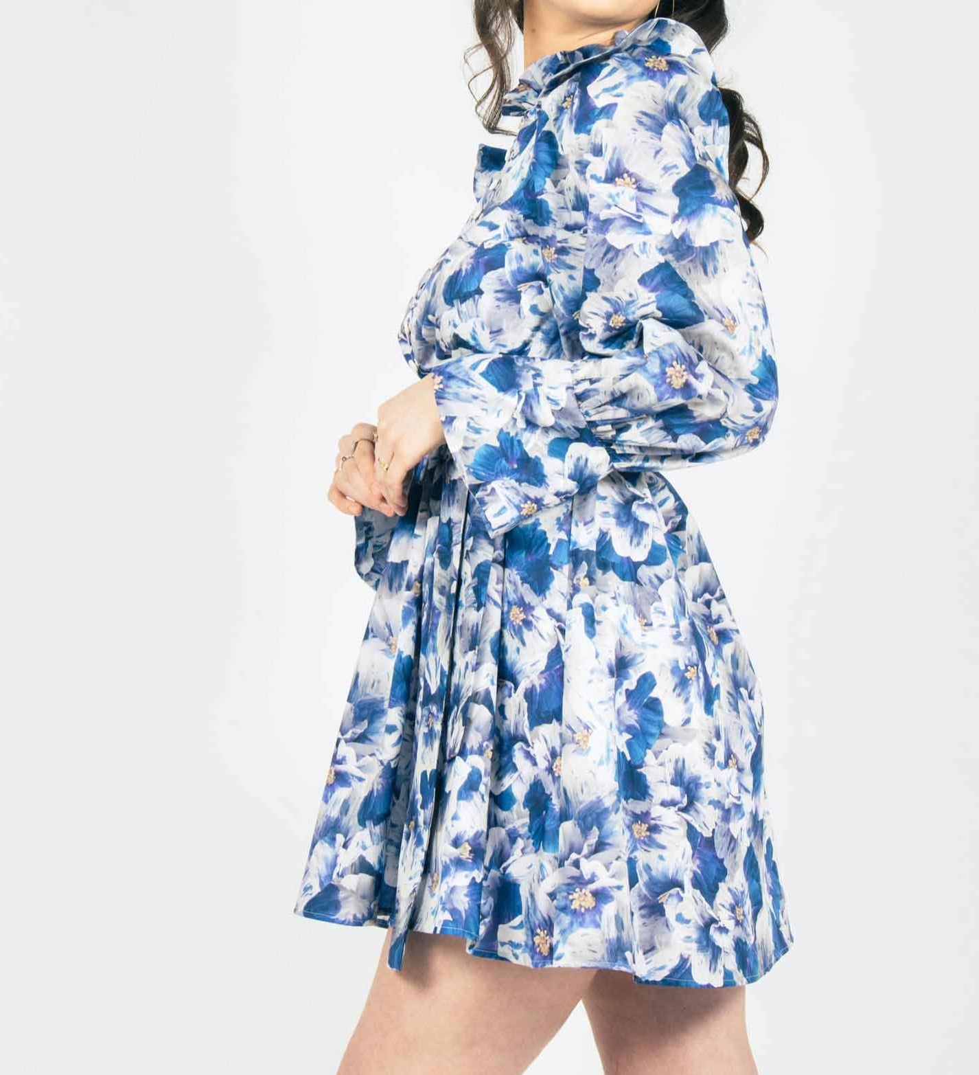 girly and flirty mini dress with large floral print