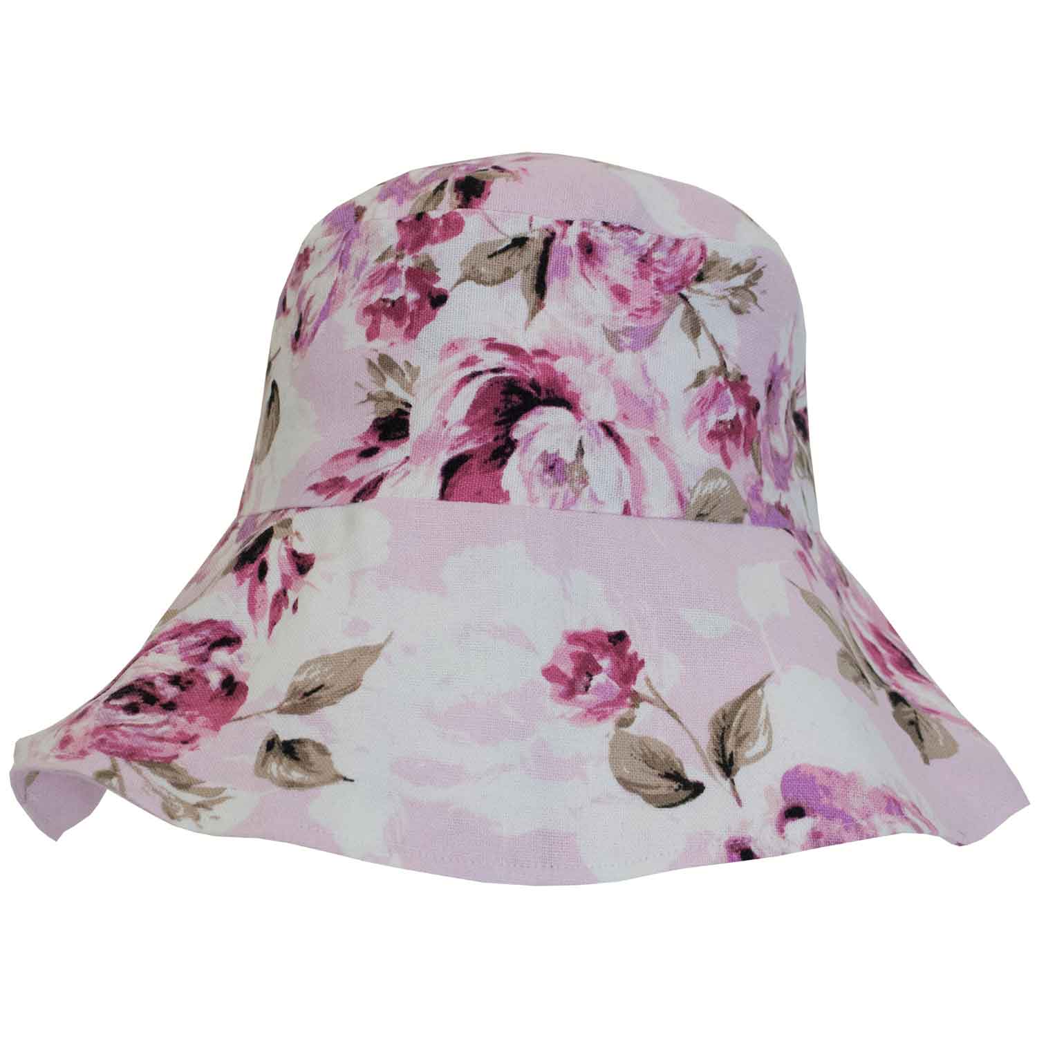 pink rose print bucket hat. summer fashion