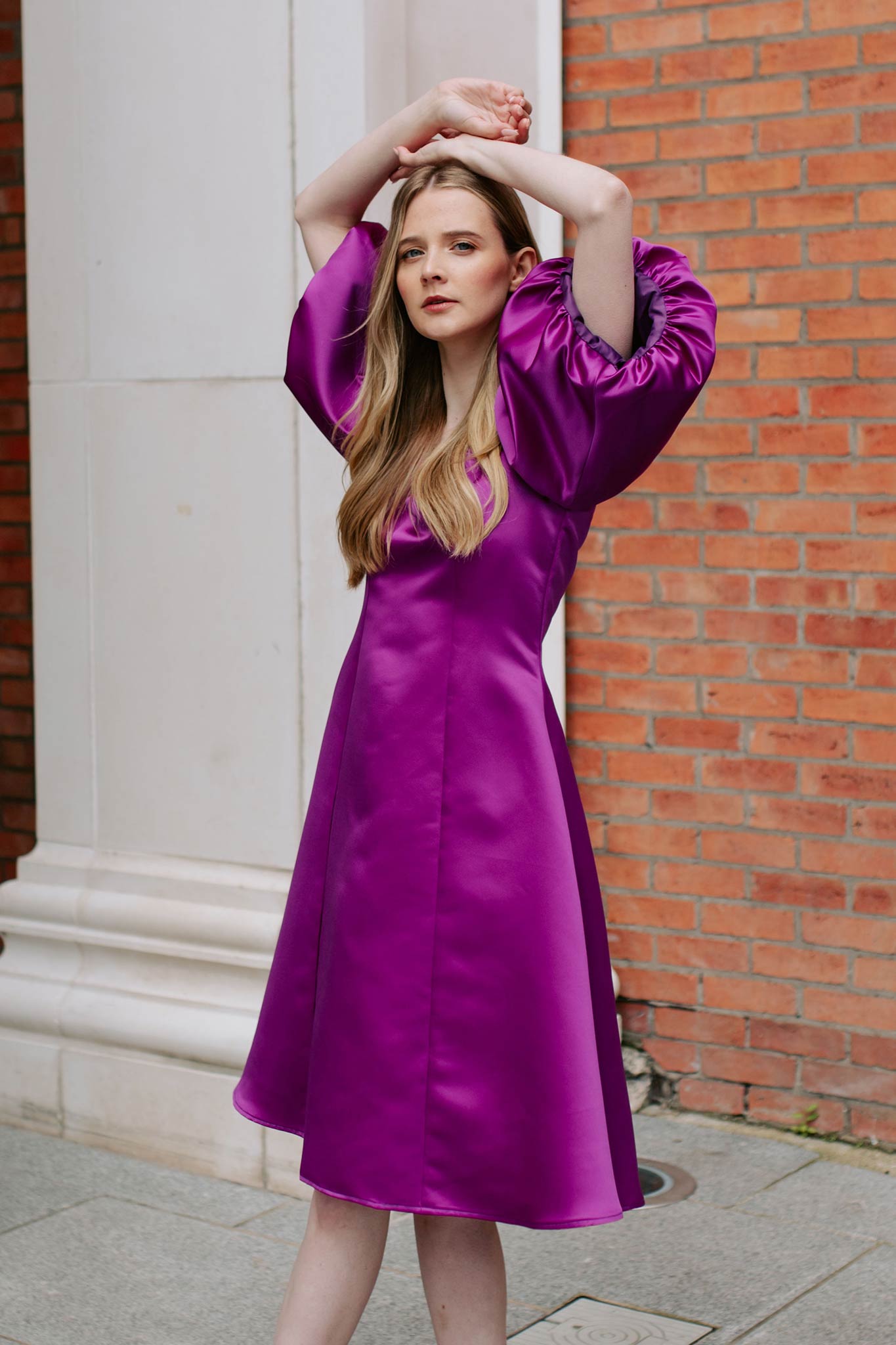 purple satin dress Amalfi in Purple Satin dress, made in Ireland ladies fashion UK6